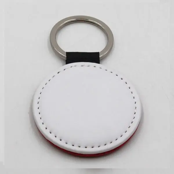 Black Glitter PU Leather Keychain Round | Sublimation Blanks