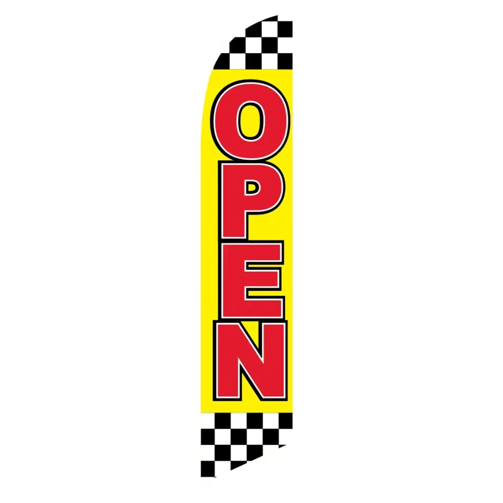Open with Square Pattern Banner Flag