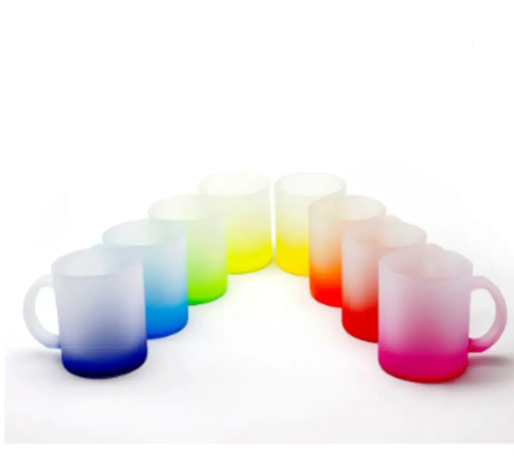 11oz Colorful Gradient Bottom Frosted Glass Mug | Sublimation Blanks