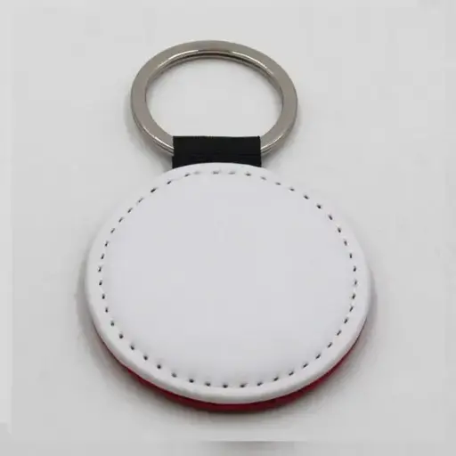 Black Glitter PU Leather Keychain Round | Sublimation Blanks