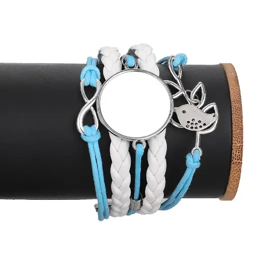 Branch Bird Multi Layer Braided Bracelet Blue | Sublimation blanks
