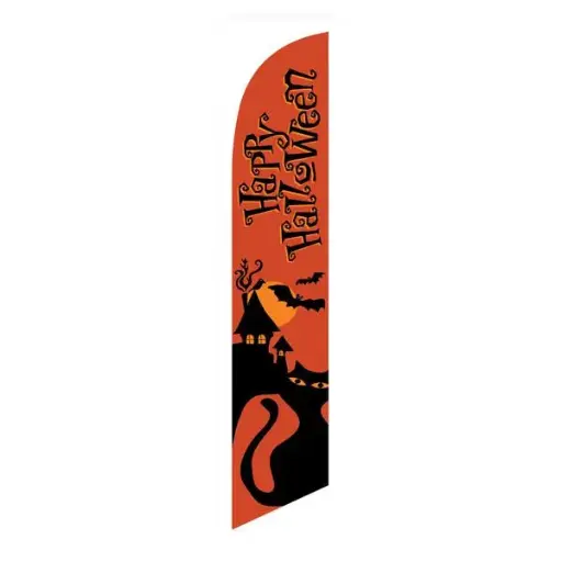 Cat And Bats Happy Halloween Banner Flag
