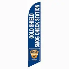 Gold Shield Smog Check Banner Flag Blue