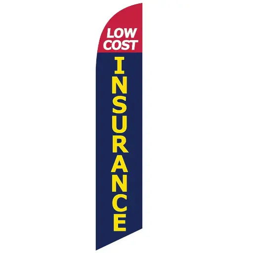 Low Cost Insurance Red and Blue Banner Flag