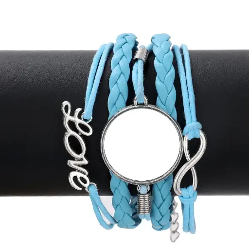 Multi Layered Love Heart Bracelet Blue | Sublimation blanks