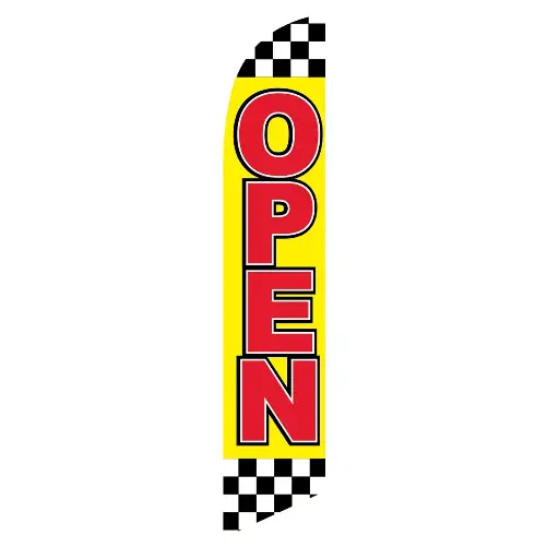 Open with Square Pattern Banner Flag