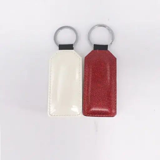 Red Glitter PU Leather Keychain Tag | Sublimation Blanks