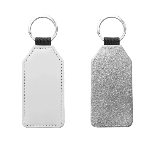 Silver Glitter PU Leather Keychain tag | Sublimation Blanks